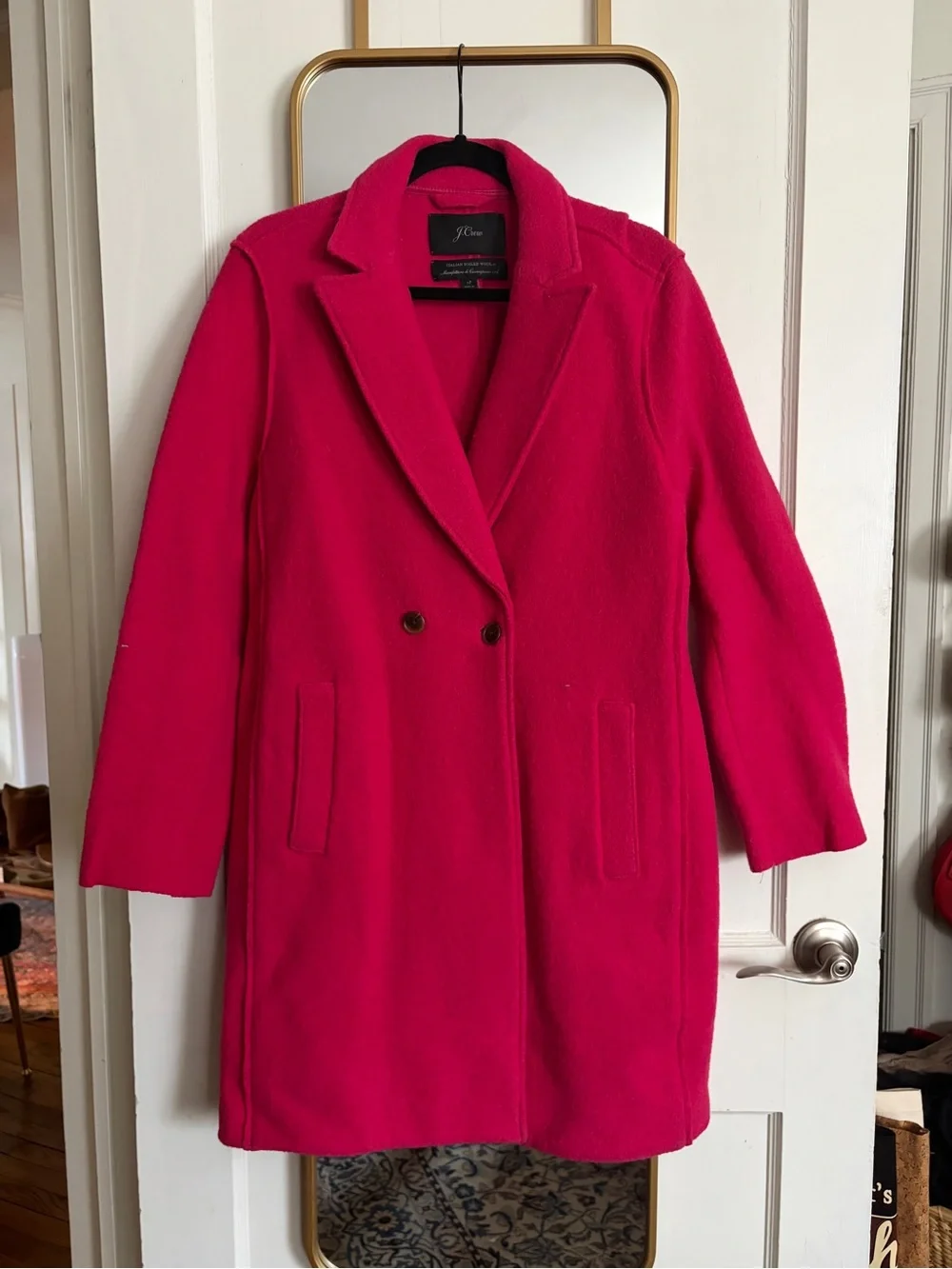 J. Crew Daphne Italian Wool Coat in Bright Rose - Picture 2 of 3